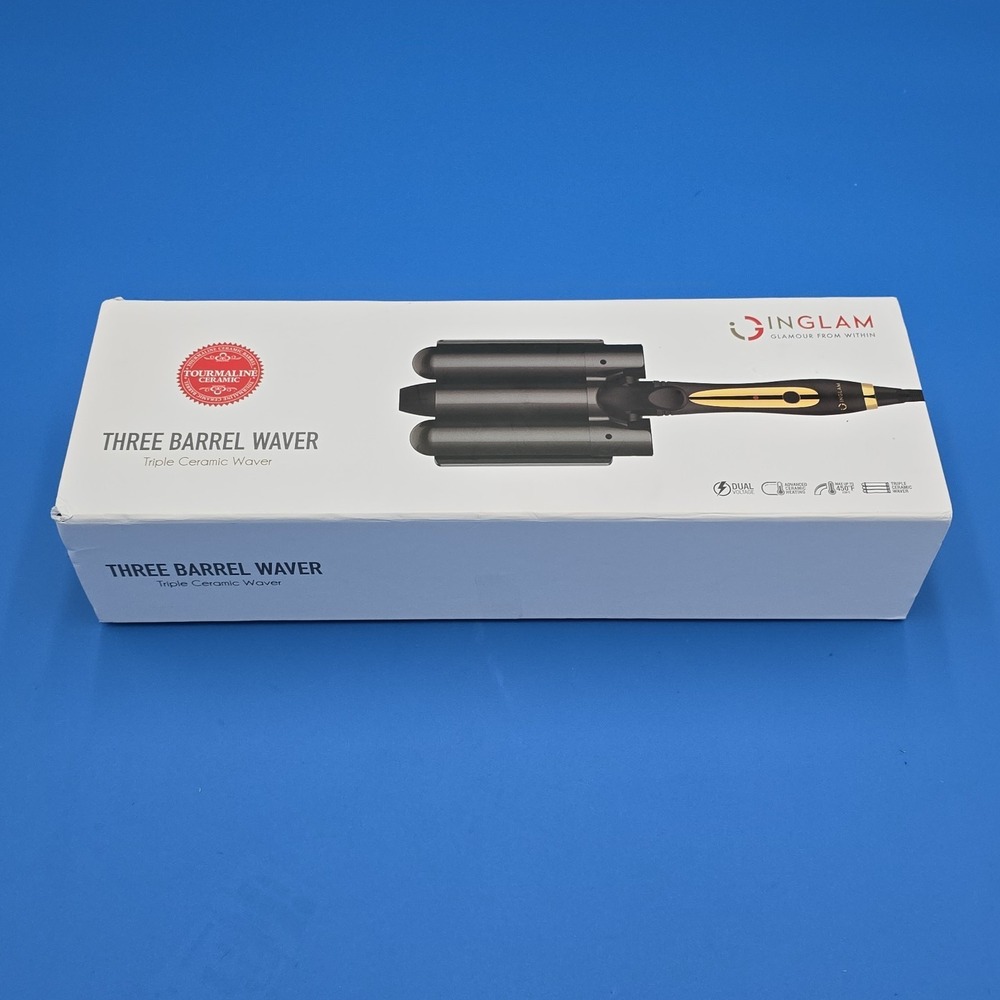 Inglam Three 1.25" Barrel Triple Ceramic Waver Beach Waves New Opened‎ Box